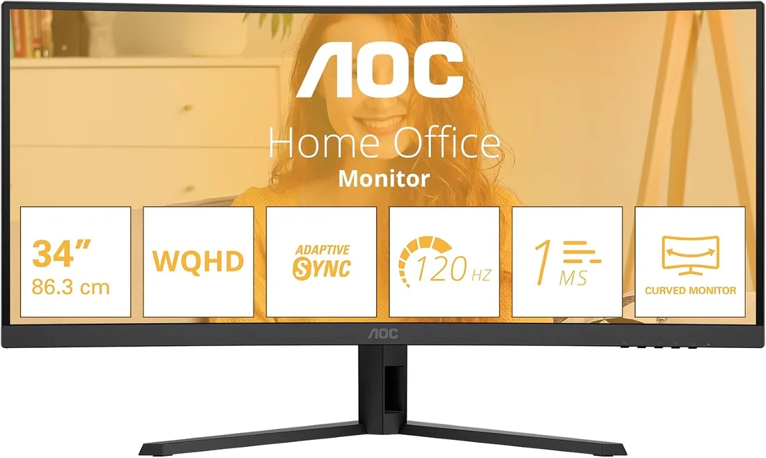 AOC CU34B3E Monitor 34 Pulgadas 120Hz Panel VA, 4ms GtG, HDR Ready, Adaptive Sync, (3440x1440 HDMI 1x 2.0) Negro foto 2
