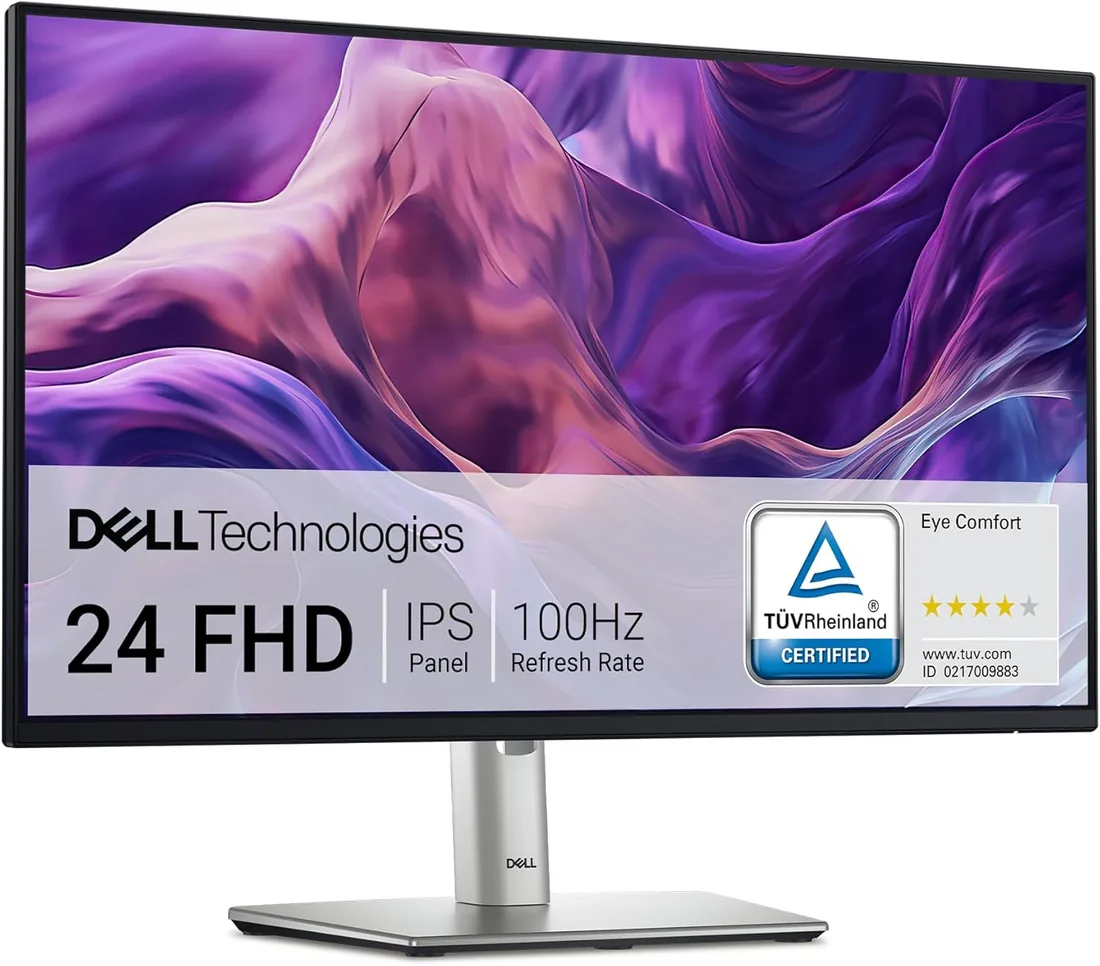 Dell P2425H 24" Full HD (1920x1080) Monitor, 100Hz, IPS, 5ms, 99% sRGB, USB-C, DisplayPort, HDMI, VGA, 4X USB, Negro