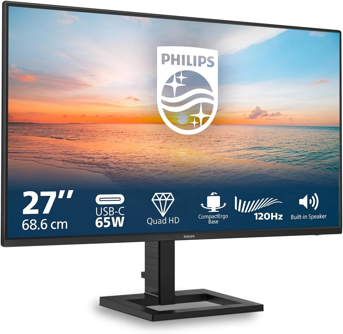 PHILIPS 27E1N1600AE Monitor 27 Pulgadas 120Hz Panel IPS, 4ms GtG, HDR10, Altavoces, Altura Ajustable, (2560x1440 HDMI 1x 1.4 USB Hub) Negro foto 2