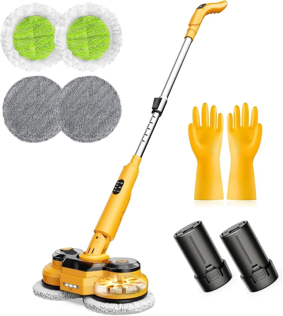 Qimedo Mopa Eléctrica para Suelos Duros, Mopa Giratoria 800 RPM con Baterías Recargables 5000 mAh, Mopa con Spray Inalámbrica para Suelos de Madera y Azulejo foto 2