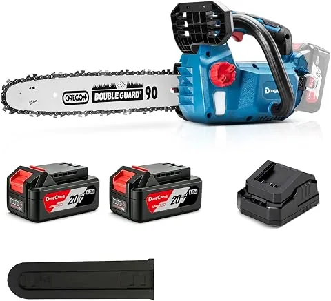DongCheng Motosierra bateria 20V, Brushless 900W, 25cm de corte, 2×4Ah | Potencia 25cc, hasta 80 cortes en madera 10×10cm, foto 3