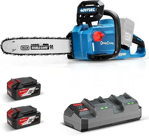 DongCheng Motosierra bateria 40V, Brushless 1600W, 38cm de corte, 2×4Ah | Potencia 39cc, hasta 120 cortes en madera 10×10c foto 3