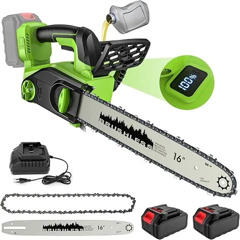 IERAKOR Motosierra a Batería 40cm, Sierra Eléctrica Brushless 2200W | Pantalla LCD Inteligente, 2 Bat foto 3