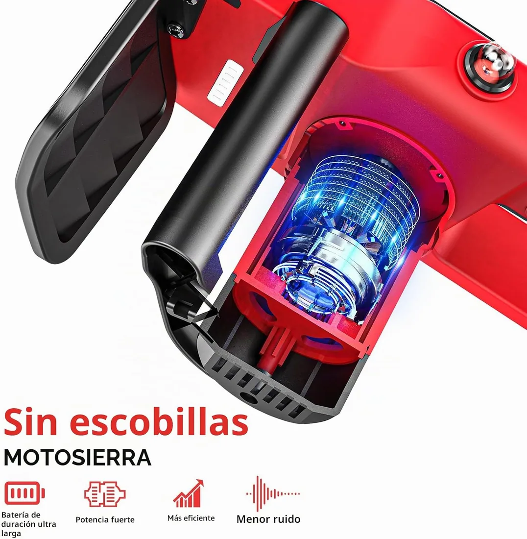 Motosierra Brushless con Bateria 4000mAh*2, Motosierra Electrica 12 Pulgadas, Motosierra Bateria, Sierra Electrica Podar Arboles, Lubricacion Automatica, Tension Cadena sin Herramientas, para Madera foto 3