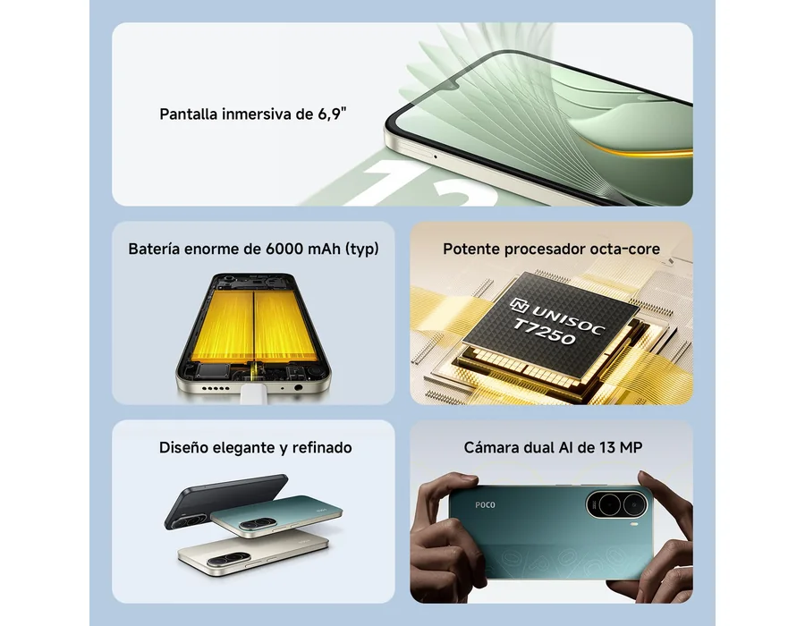 XIAOMI POCO C81 Pro Smartphone 4+128 GB Verde Batería de 6000 mAh foto 3
