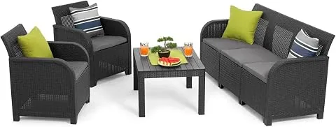 Keter Conjunto de Jardín Sanremo 2 sillones y sofá 3 plazas y Mesa Auxiliar foto 3