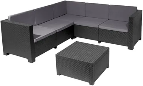 SP Berner - Set de Muebles de Jardín y Terraza Oasis Color Grafito - Tres Piezas - Sofá Canapé 3 y 2 Plazas y Mesa de Centro con Almacenaje - Fabricado en España con Plástico Reciclado foto 2