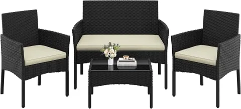 Yaheetech Conjunto Jardin Exterior Muebles Jardin de Ratán de 4 Piezas