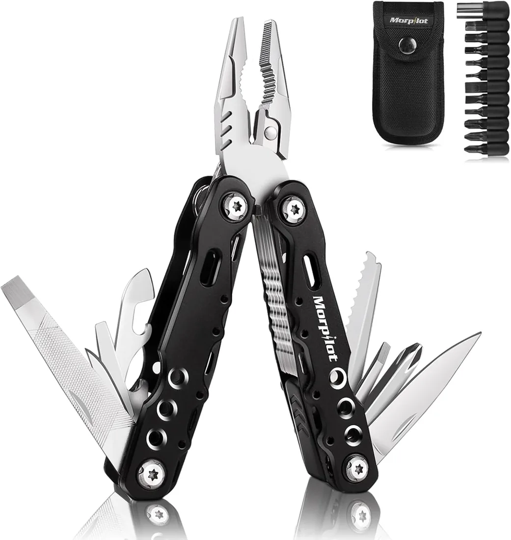 morpilot Alicate Multiuso Multi - Alicate 25 en 1, Destornilladores 11 en 1, Alicate Multifuncional de Acero Inoxidable, Anti - cáida para Actividades Exteriores con Bolsa de Nylon foto 2