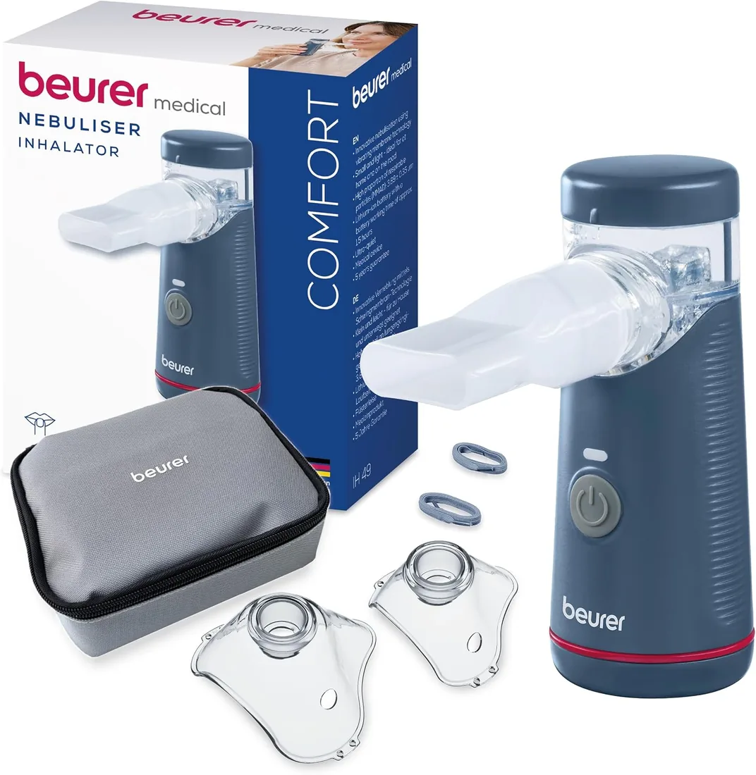 Beurer IH 49 Nebulizador Portátil, inhalador portátil para niños y adultos, para resfriados, asma y otras afecciones respiratorias, batería recargable, muy silencioso, con estuche foto 3
