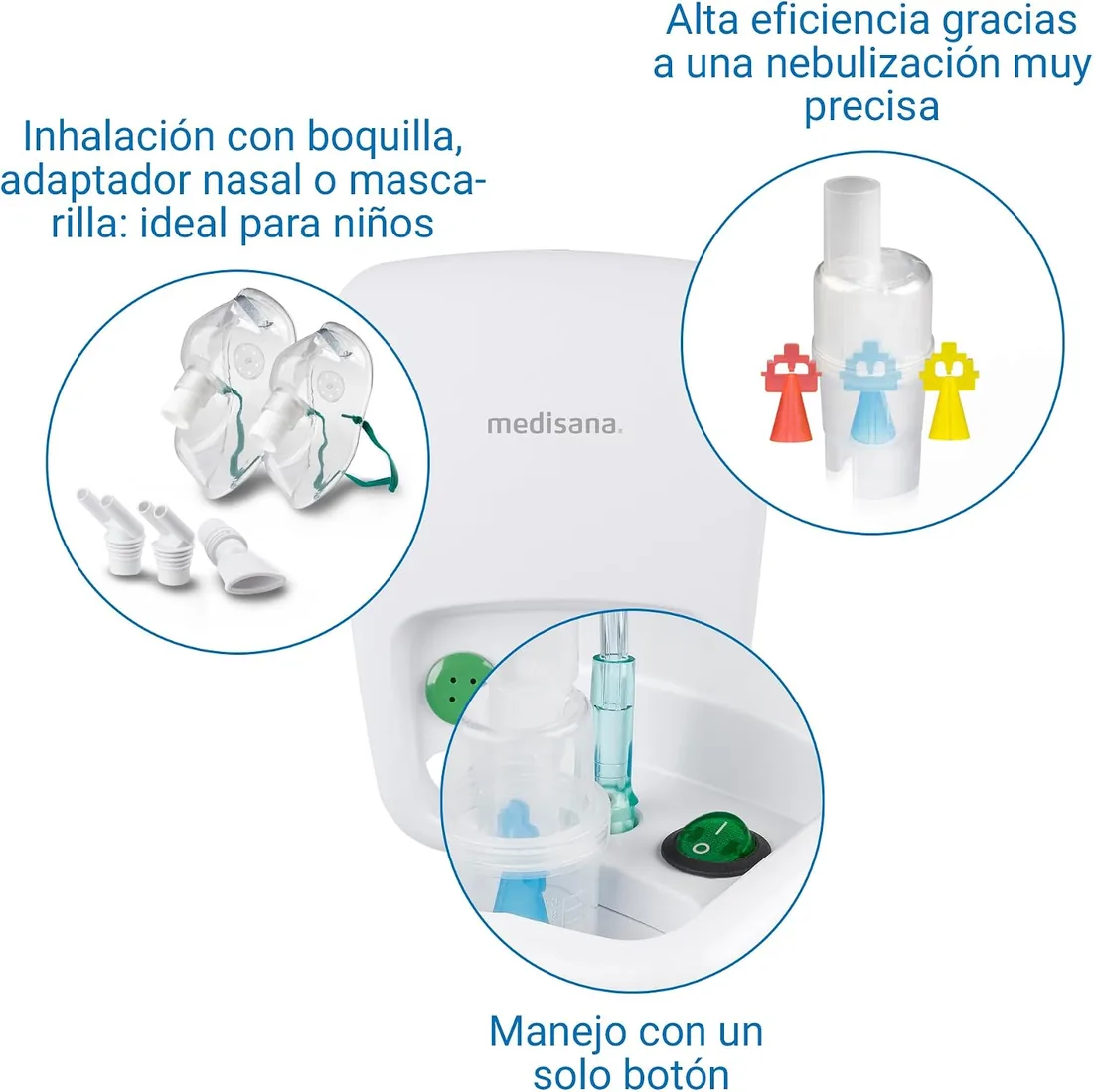 Medisana IN 500 Inhalador, nebulizador compresor con boquilla y mascarilla | para adultos y niños, para resfriados o asma con accesorios extra y tubo largo foto 3