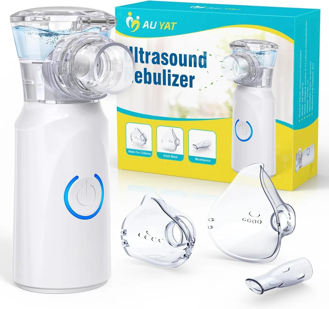 Nebulizador para Adultos, Nebulizador Portátil Recargable para Adultos y Niños, Silencioso para Niños con 2 Máscaras y Boquilla, inhalador Con Mango para uso Doméstico y de Viaje