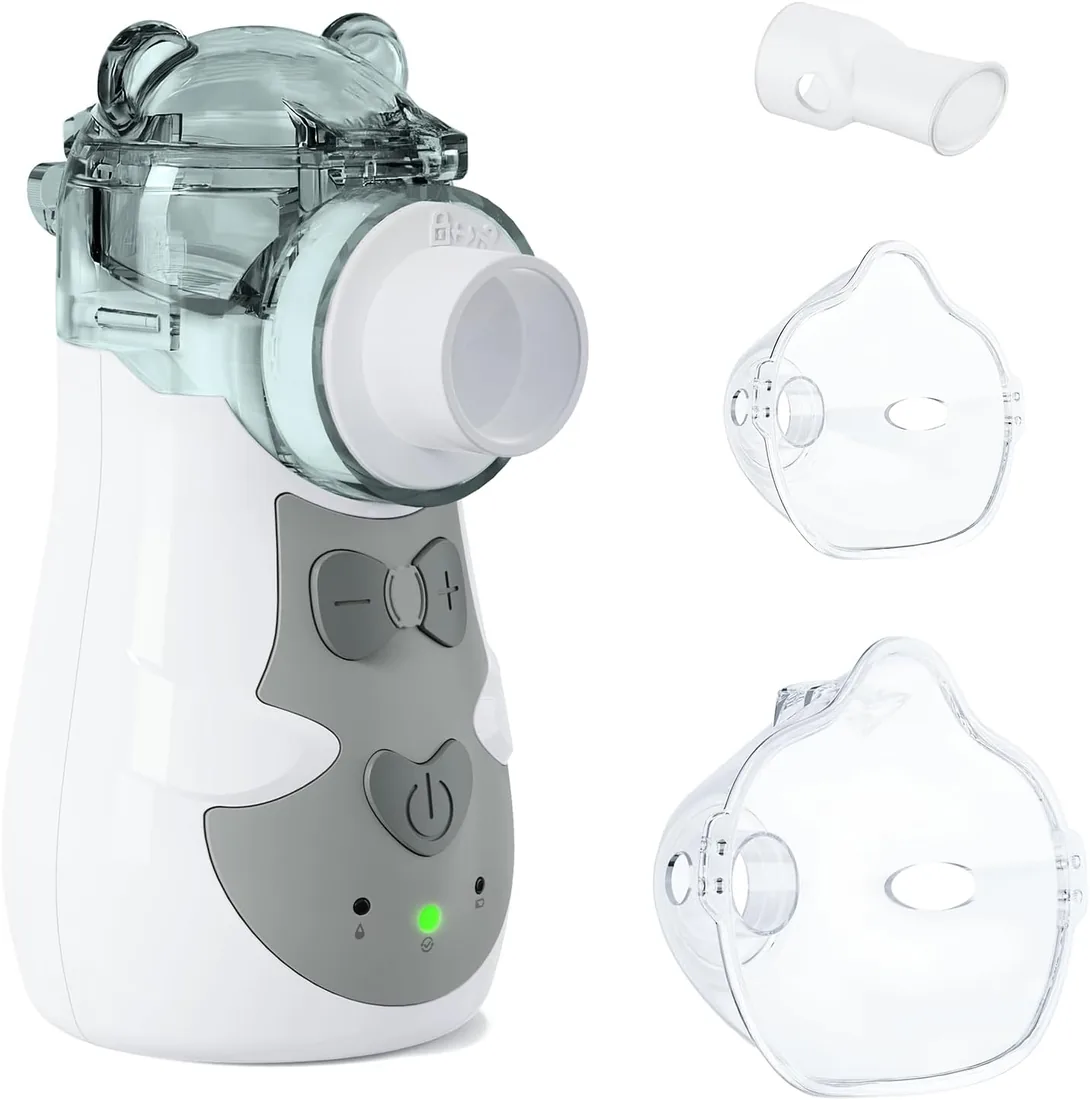 Nebulizador Portátil, Nebulizador Bebe y Adultos Silencioso 35 dB | 5 Velocidades, Inhaladores Eléctricos Recargable 750mAh, Inhalador Reemplazable para Doméstico y Viaje (Gris) foto 3