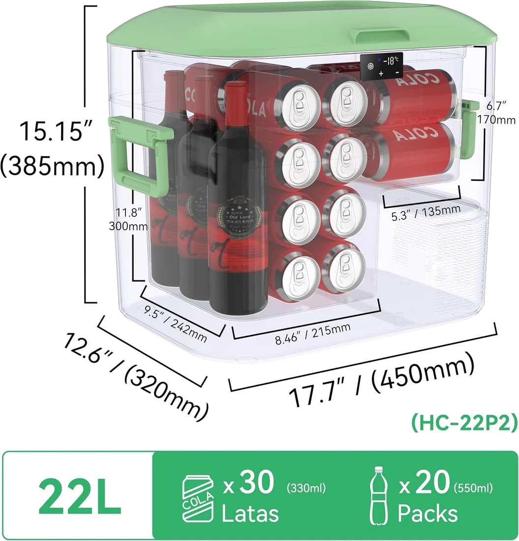 BINGI Nevera Portátil Eléctrica 22L,Nevera y Congelador Compresor Portátil,Refrigerador de Coche 12V/24V,mini frigorífico CA 220v Para Hogar,Conducción,Camping,Viajes,Barco,-18ºC a +15ºC foto 3
