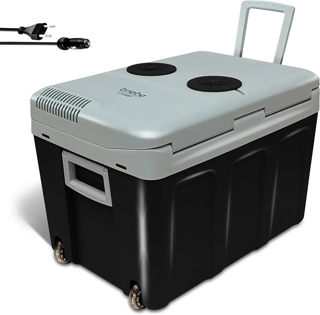 briebe Nevera Portátil Eléctrica de Viaje para Coche, Camping, 12V / 220V, Capacidad 40 L, Ruedas, Refrigera, Mantiene el Calor, Modo Bajo Consumo