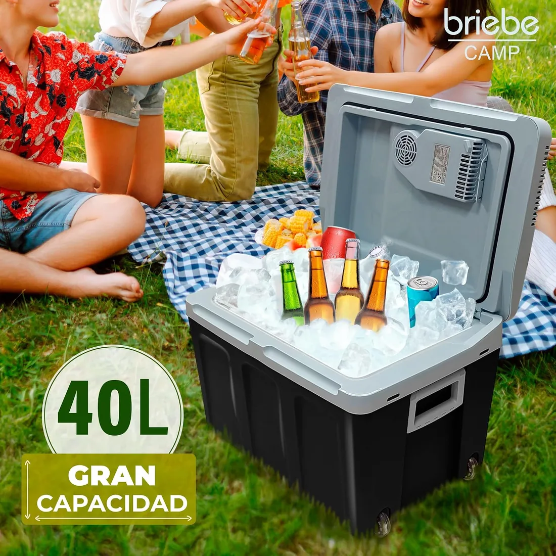 briebe Nevera Portátil Eléctrica de Viaje para Coche, Camping, 12V / 220V, Capacidad 40 L, Ruedas, Refrigera, Mantiene el Calor, Modo Bajo Consumo foto 2