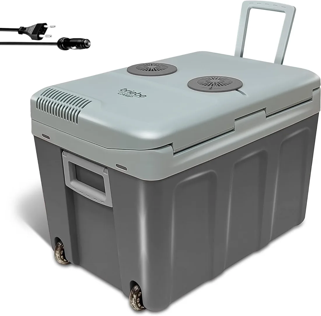 briebe Nevera Portátil Eléctrica de Viaje para Coche, Camping, 12V / 220V, Capacidad 40 L, Ruedas, Refrigera, Mantiene el Calor, Modo Bajo Consumo