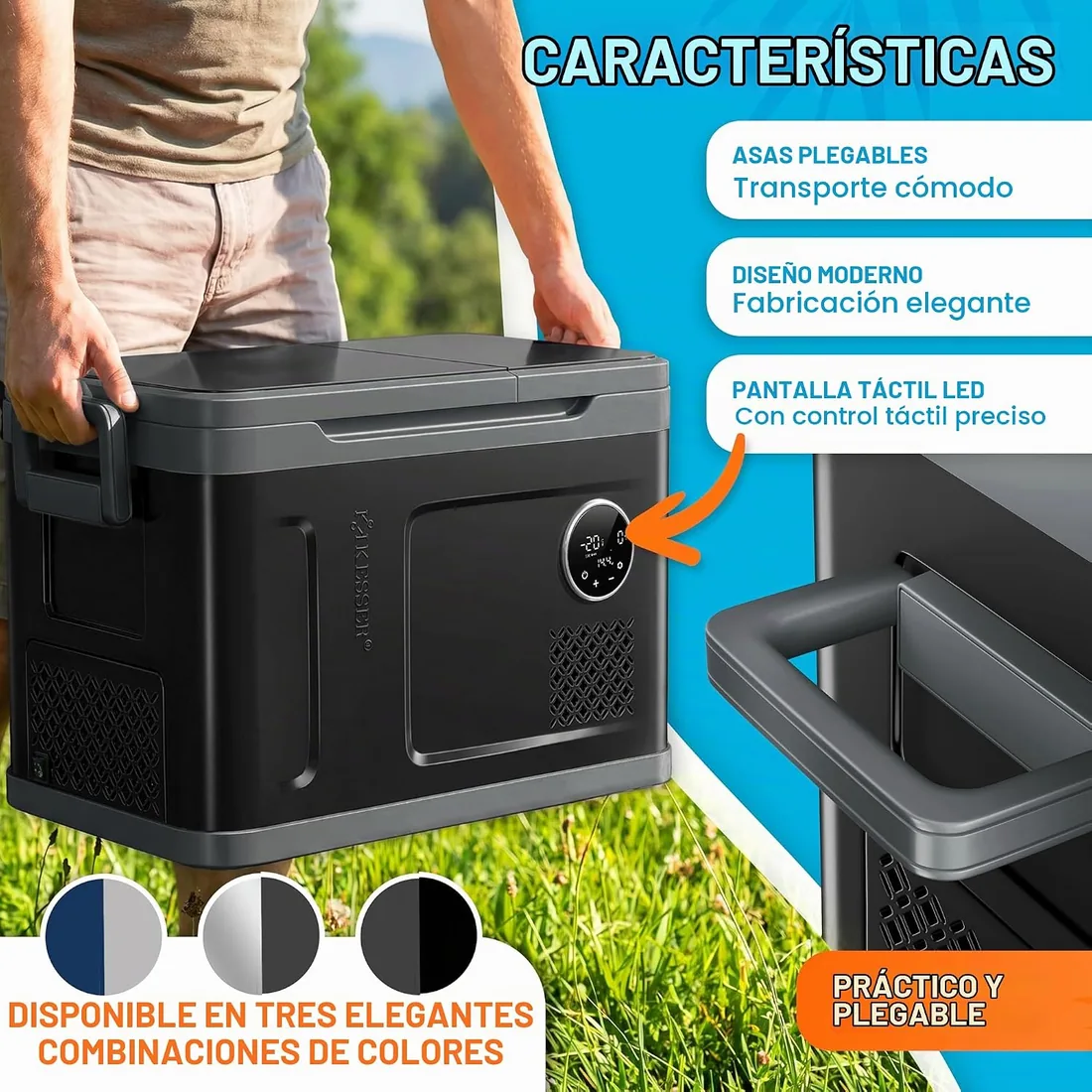KESSER® Nevera eléctrica de compresor 2 en 1, congelador eléctrico de 31 litros, control táctil LED, 12/24V y 230V, enfriamiento hasta -20 °C para coche, camión, camping | Negro foto 3