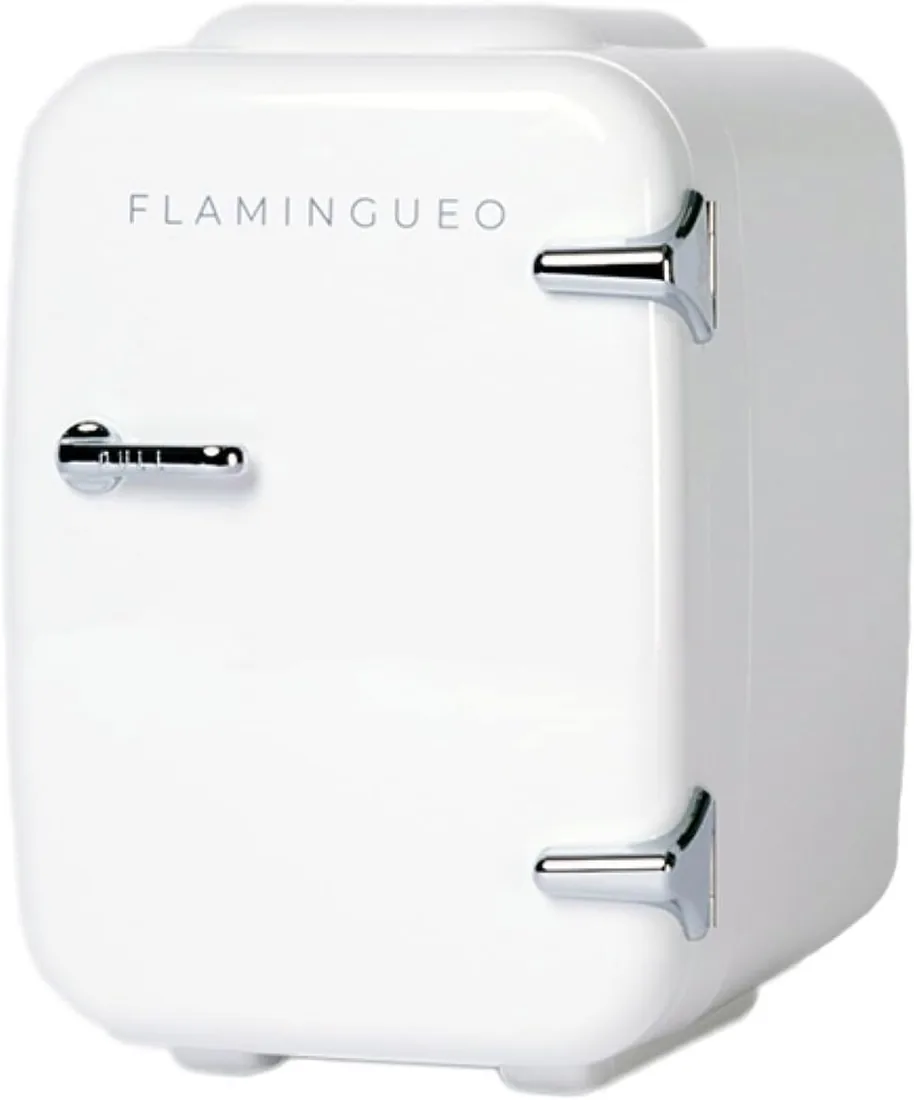 Flamingueo Nevera Pequeña - Mini Nevera 4L, Mini Frigorifico 12V/220V, Nevera Skincare, Función Frío y Calor, Nevera Maquillaje, Nevera Cosmeticos