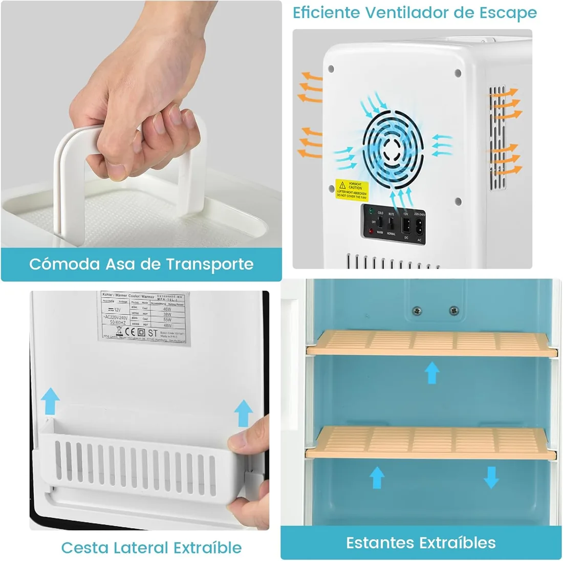 GOPLUS Mini Nevera para Maquillaje 10L de -5 a 50 ℃, Mini Refrigerador con Espejo LED, Refrigerador de Belleza con Modo Frío/Calor y Estantes Extraíbles para Refresco Cosmético, 23 x 28 x 34 cm foto 3