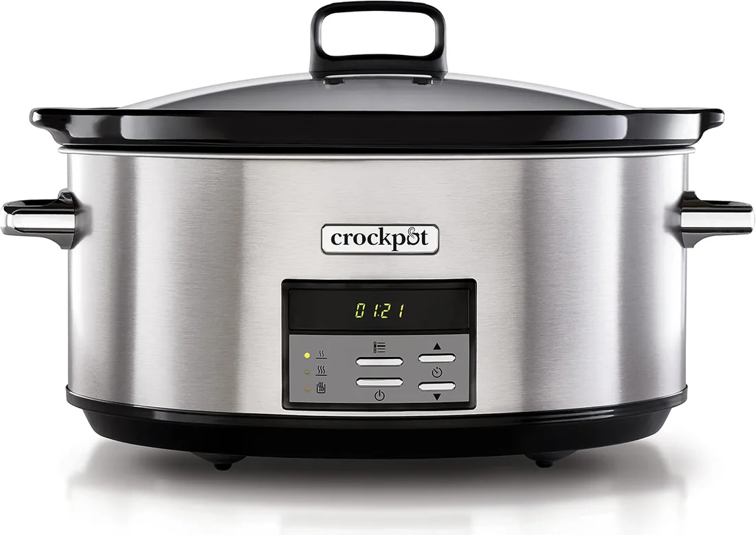 Crockpot Olla de Cocción Lenta Digital 7,5 L (Más de 10 Personas) | Con Recipiente Apto para el Horno | Apta para Lavavajillas | Acero Inoxidable [CSC063X]