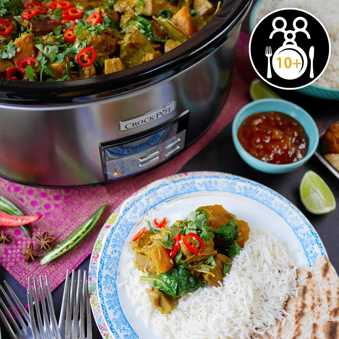 Crockpot Olla de Cocción Lenta Digital 7,5 L (Más de 10 Personas) | Con Recipiente Apto para el Horno | Apta para Lavavajillas | Acero Inoxidable [CSC063X] foto 2