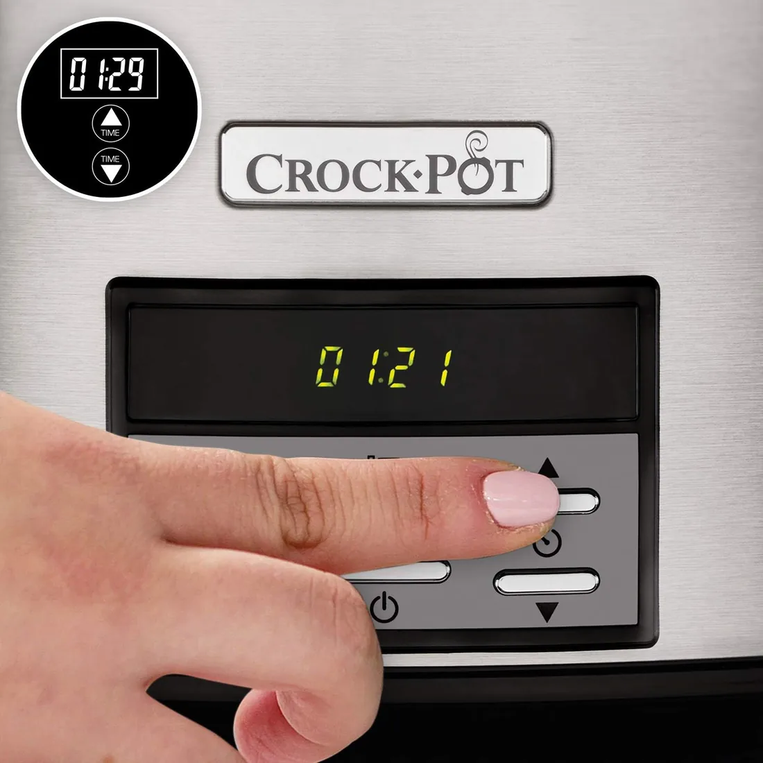 Crockpot Olla de Cocción Lenta Digital 7,5 L (Más de 10 Personas) | Con Recipiente Apto para el Horno | Apta para Lavavajillas | Acero Inoxidable [CSC063X] foto 3