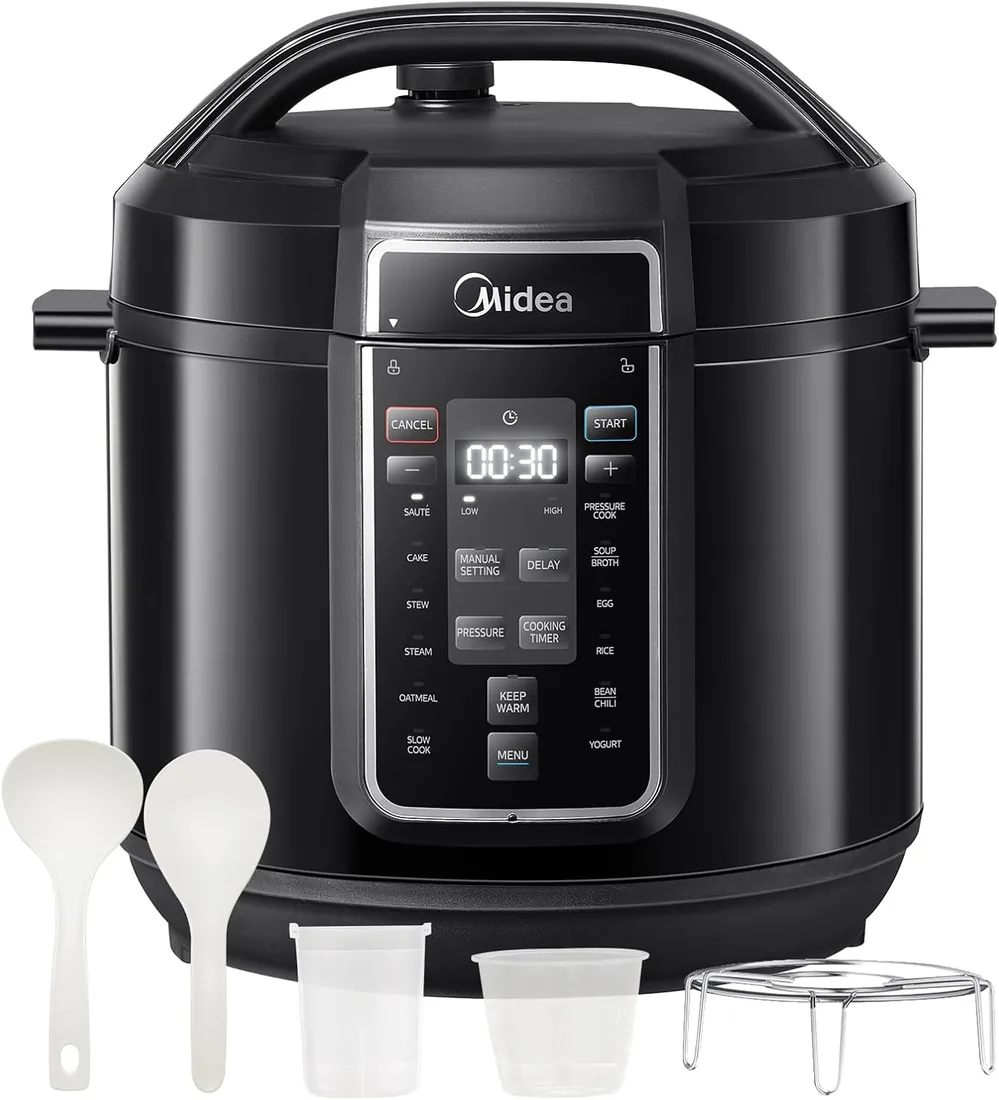 Midea Olla Eléctrica Instantánea 9 en 1, 12 Preajustes, Yogurtera, Arrocera, Cocción Lenta, Salteado al Vapor, 8 Cuartos de Galón