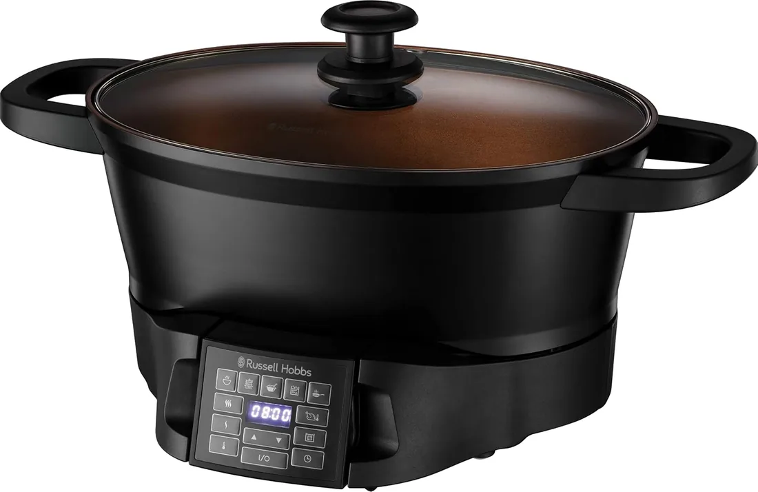Russell Hobbs Good To Go Multi Cooker - Capacidad 6,5L, 8 Funciones, Tecnología para Cocinar, Servir y Limpiar, Programación Digital, Temporizador, Acero Inoxidable, Tapa Vidrio, Negro - 28270-56 foto 3