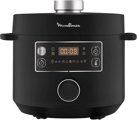 Moulinex Epic Turbo Cuisine CE7548 - Olla a presión eléctrica 1090 W, 10 programas automáticos, cestillo de cocción al vapor, Negro