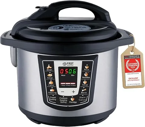 TZS First Austria - Olla a presión eléctrica 6L con 9 programas automáticos - Multicooker 1000W como arrocera, vaporera, Crock Pot, etc. - Multiolla eléctrico a presión foto 2