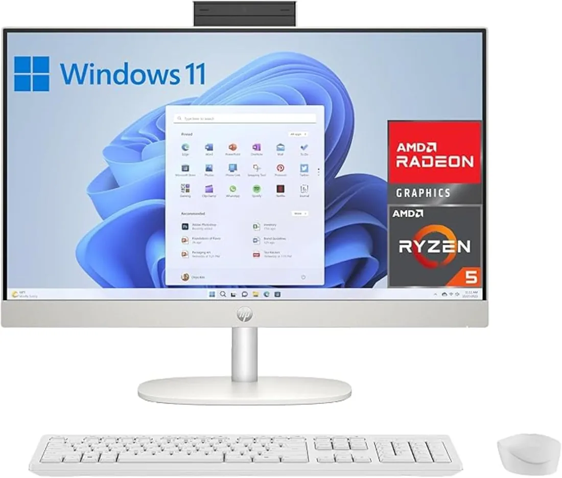 HP All-in-One 27-cr0007ss - Ordenador de sobremesa 27" Full HD con cámara, Teclado y ratón inalámbricos (AMD Ryzen 5 7520U, 16GB RAM, 512GB SSD, Windows 11 Home) Blanco foto 3