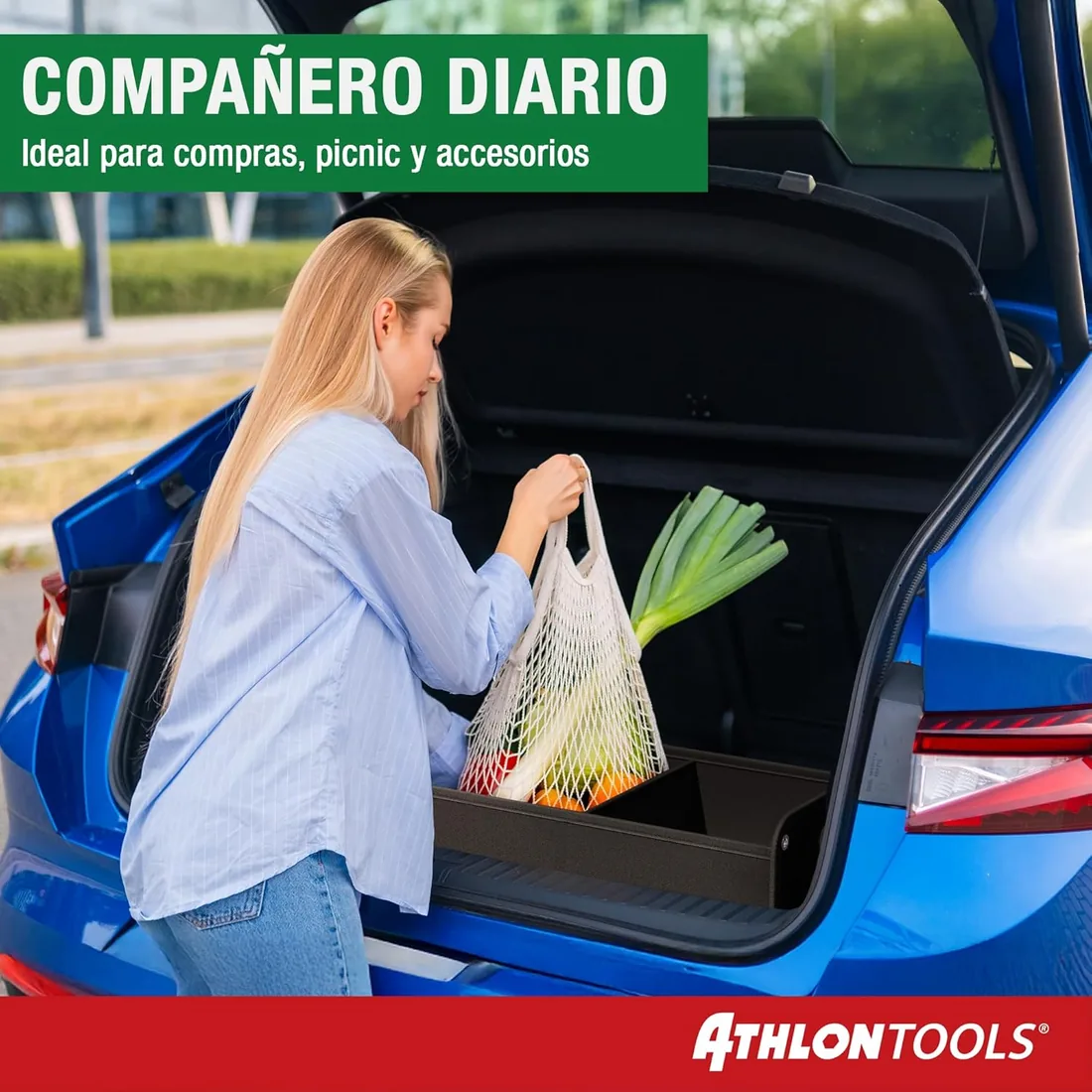 ATHLON TOOLS Bolsa organizadora para el maletero, caja plegable para el coche, reforzada y robusta, antideslizante foto 2