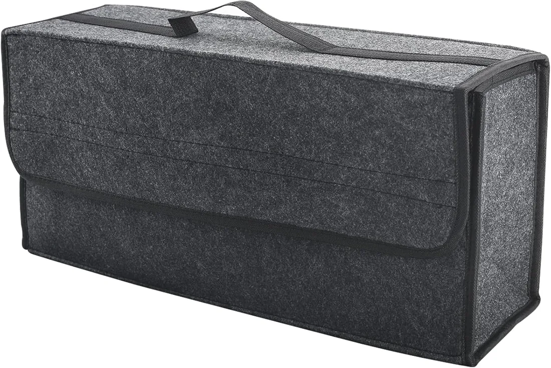 Organizador de maletero de coche, organizador de maletero de coche con tapa, bolsa de almacenamiento plegable antideslizante para herramientas de automóviles interior (1 pieza)