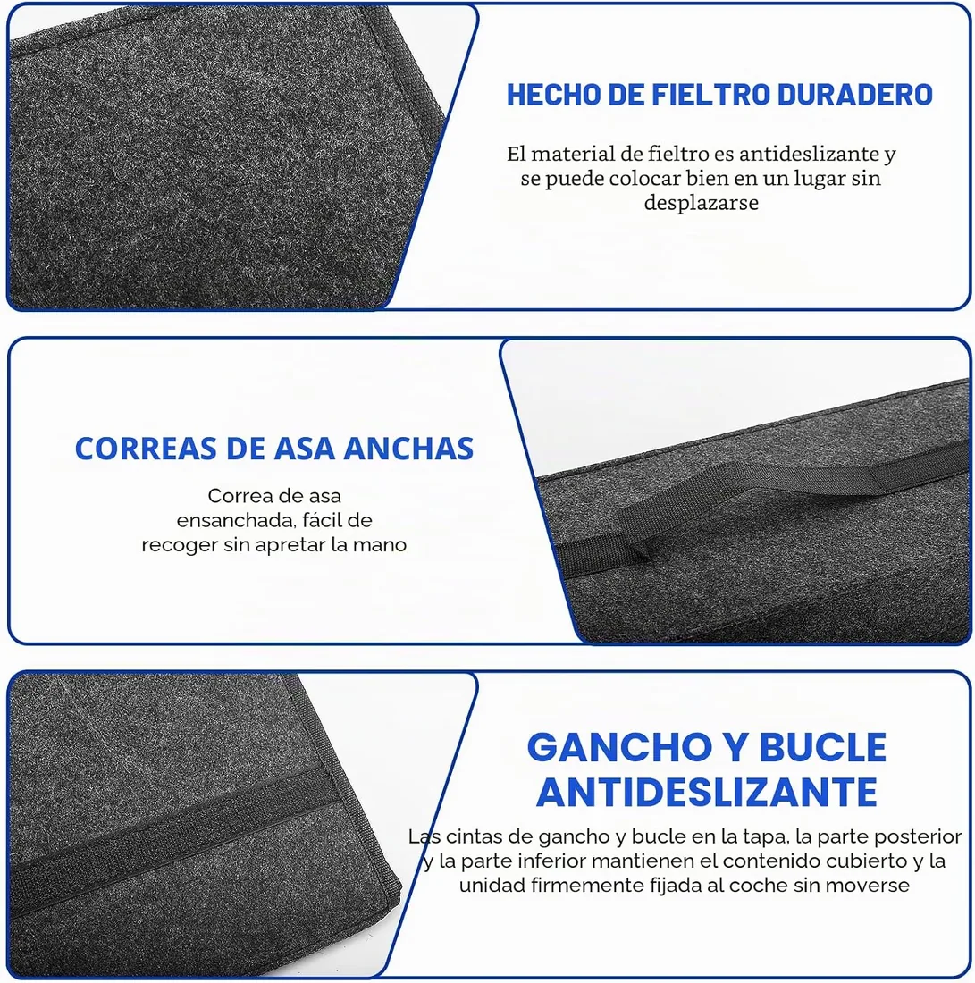 Organizador de maletero de coche, organizador de maletero de coche con tapa, bolsa de almacenamiento plegable antideslizante para herramientas de automóviles interior (1 pieza) foto 3