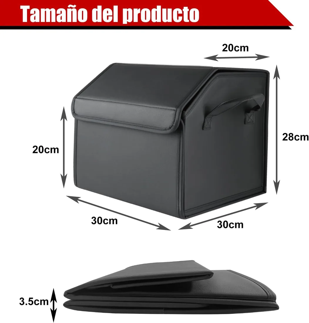Organizador de Maletero Plegable de PU – Caja de Almacenamiento Multiuso para Coche, SUV y Camión – Gran Capacidad – Base antideslizante – Impermeable foto 2