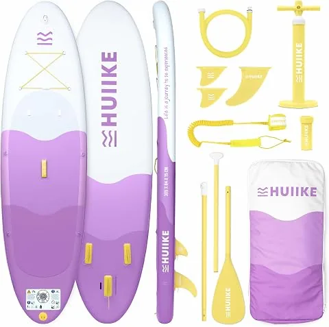 HUIIKE Tabla Paddle Surf Hinchable 10' y hasta 130 kg con Accesorios | SUP Convertible en Kayak con Remo, Inflador, Quilla