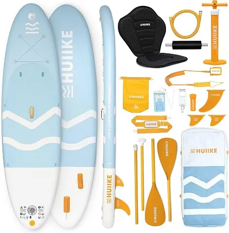 HUIIKE Tabla Paddle Surf Hinchable 10' y hasta 130 kg con Accesorios | SUP Convertible en Kayak con Remo, Inflador, Quilla