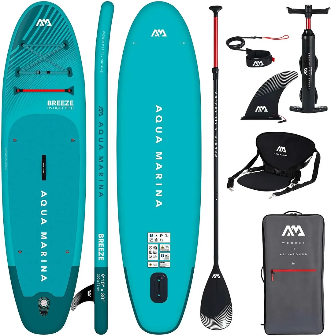 Aqua Marina Breeze 9'10" - Tabla de SUP inflable para principiantes - Juego completo - Edición Limitada Azul