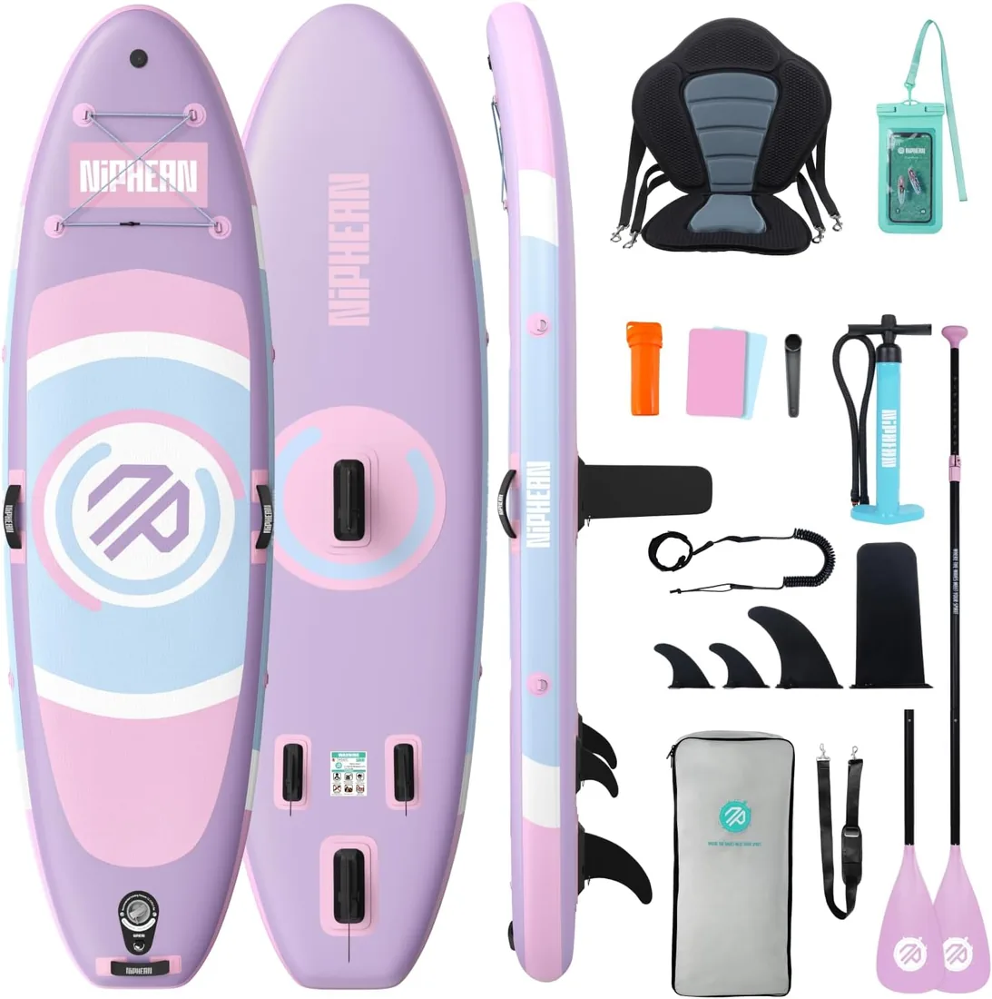 Niphean Tabla Paddle Surf Hinchable con Accesorios 320cm Sup | Capacidad de 200kg, Tabla Paddle Surf Rígida, Antideslizante, Kit Reparación, Adultos, Jóvenes, Principiantes, Yoga foto 2