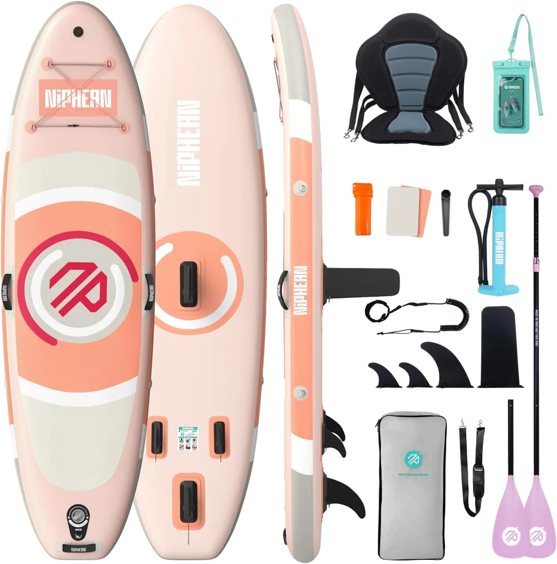 Niphean Tabla Paddle Surf Hinchable con Accesorios 320cm Sup | Capacidad de 200kg, Tabla Paddle Surf Rígida, Antideslizante, Kit Reparación, Adultos, Jóvenes, Principiantes, Yoga