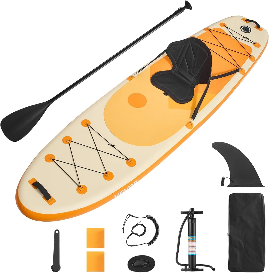 VEVOR Tabla de Paleta Surf Inflable Ultraligera, con Bomba, Remo, Aleta, Mochila, Correa de Tobillo, Correa, Plataforma Antideslizante para Jóvenes y Adultos Carga de 150 kg