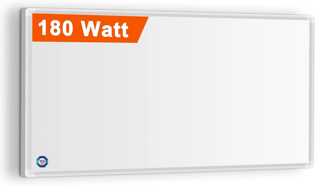 Calefactor Bajo Consumo 180W, Calefactor Infrarrojos | Calefactor Eléctrico para 1-3 m², Calor en 1-3 min, Protección contra Sobrecalentamiento, Silencioso, Apto para baño, TÜV