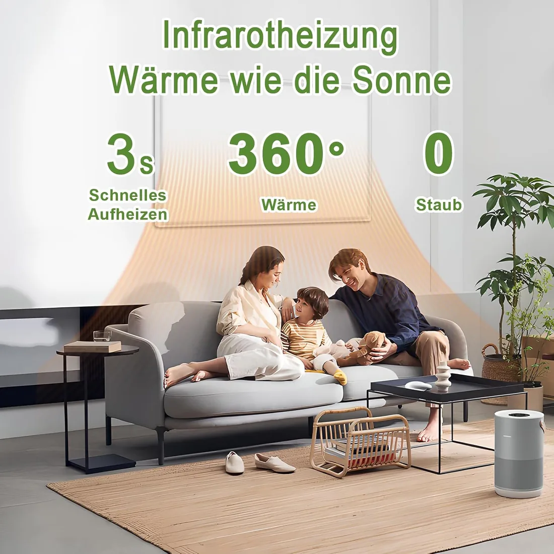 Calefactor Bajo Consumo 180W, Calefactor Infrarrojos | Calefactor Eléctrico para 1-3 m², Calor en 1-3 min, Protección contra Sobrecalentamiento, Silencioso, Apto para baño, TÜV foto 2