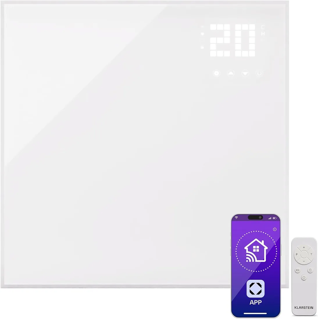 Klarstein Calefactor de infrarrojos de, con termostato, calefactor eléctrico de 360 vatios, infrarrojo con imagen Smart Home para montaje en pared, IR control por app y detección de ventana