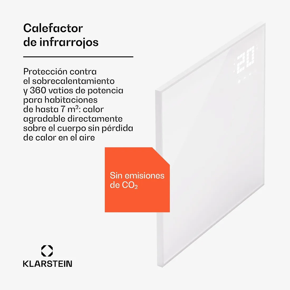Klarstein Calefactor de infrarrojos de, con termostato, calefactor eléctrico de 360 vatios, infrarrojo con imagen Smart Home para montaje en pared, IR control por app y detección de ventana foto 3