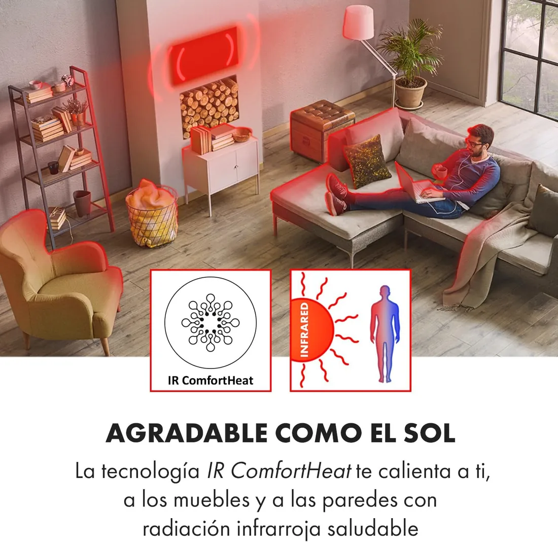 Klarstein Calefactor Infrarrojo 450 W, Panel Calefactor Infrarrojo de Pared para el Hogar, Detección de Ventana Abierta, Termostato, Eléctrico de Baño, sin CO2, Ahorro de Espacio foto 3
