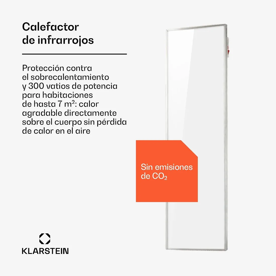 Klarstein Radiador Infrarrojos Pared Potencia, 300W, Placa Calor Bajo Consumo App Wifi, Panel Radiante Bajo Consumo, Infrarrojos Calefaccion, Calefactores Infrarojos Panel Radiante Pared foto 3