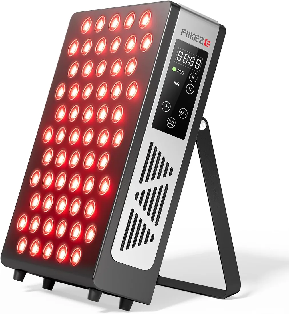 Dispositivo de Terapia de Luz Roja, 60 LED, para Casa, Deporte y Regalo | Lámpara Infrarroja con Temporizador y Soporte Ajustable 180°, Rendimiento Ideal para Uso Familiar y Deportivo