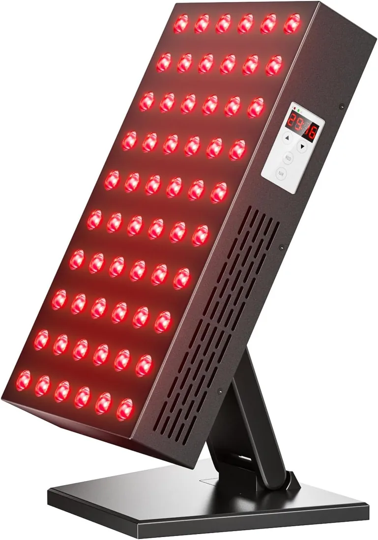 Lámpara de luz roja de 300W, panel de infrarrojos de 660 nm y 850 nm, ajuste de temporizador de 6 niveles, soporte ajustable, promueve la regeneración profunda de la piel y la circulación sanguínea